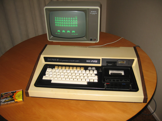 A restored Dick Smith System 80 personal computer with monochrome monitor