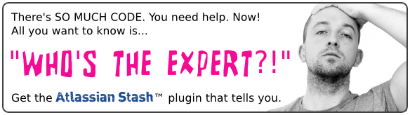 There's SO MUCH CODE. You need help. Now! All you want to know is: "Who's the Expert?!" Get the Atlassian Stash plugin that tells you.